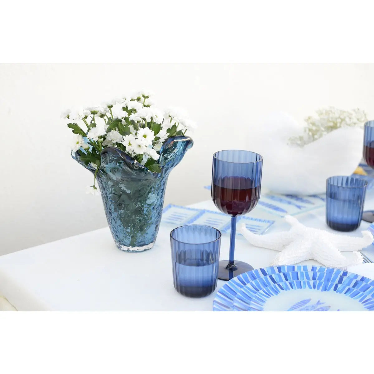 Vase bleu en verre 22x22x22cm AULICA