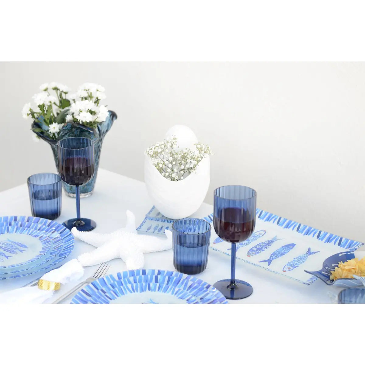 Vase bleu en verre 22x22x22cm AULICA