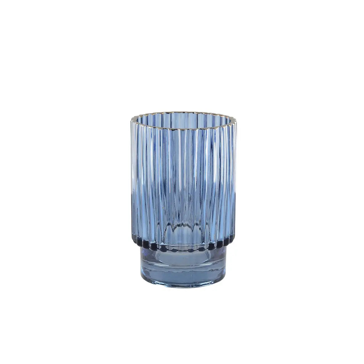 Vase bleu fonce bord doré h.15cm AULICA