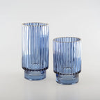 Vase bleu fonce bord doré h.15cm AULICA