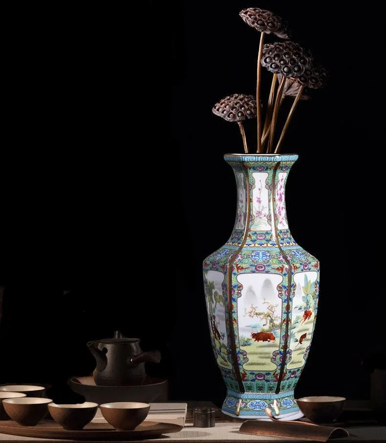 Vase céramique Jingdezhen Qianlong or – Porcelaine impériale chinoise artisanale traditionnelle Dropshipman