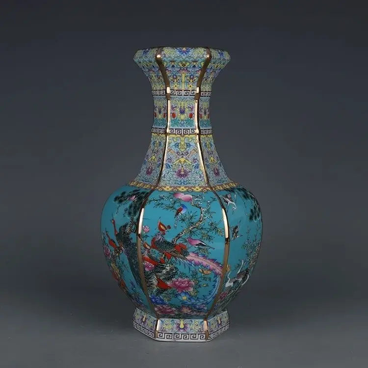 Vase céramique antique porcelaine chinoise arrangement floral – Décoration artisanale traditionnelle Dropshipman