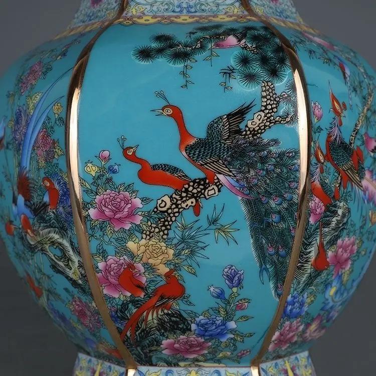 Vase céramique antique porcelaine chinoise arrangement floral – Décoration artisanale traditionnelle Dropshipman