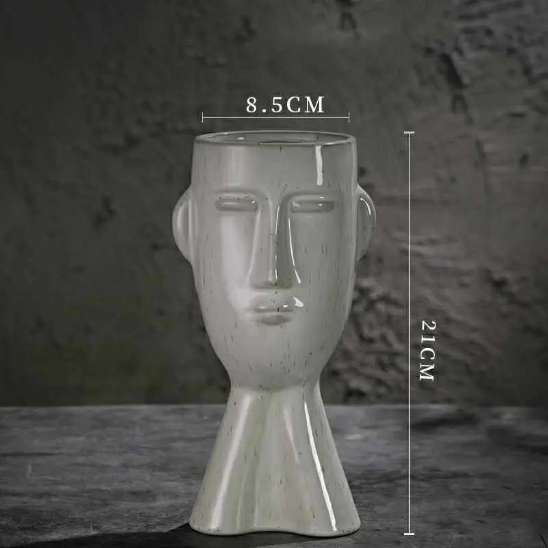 Vase céramique art visage créatif nordique – Vase rétro art moderne Dropshipman