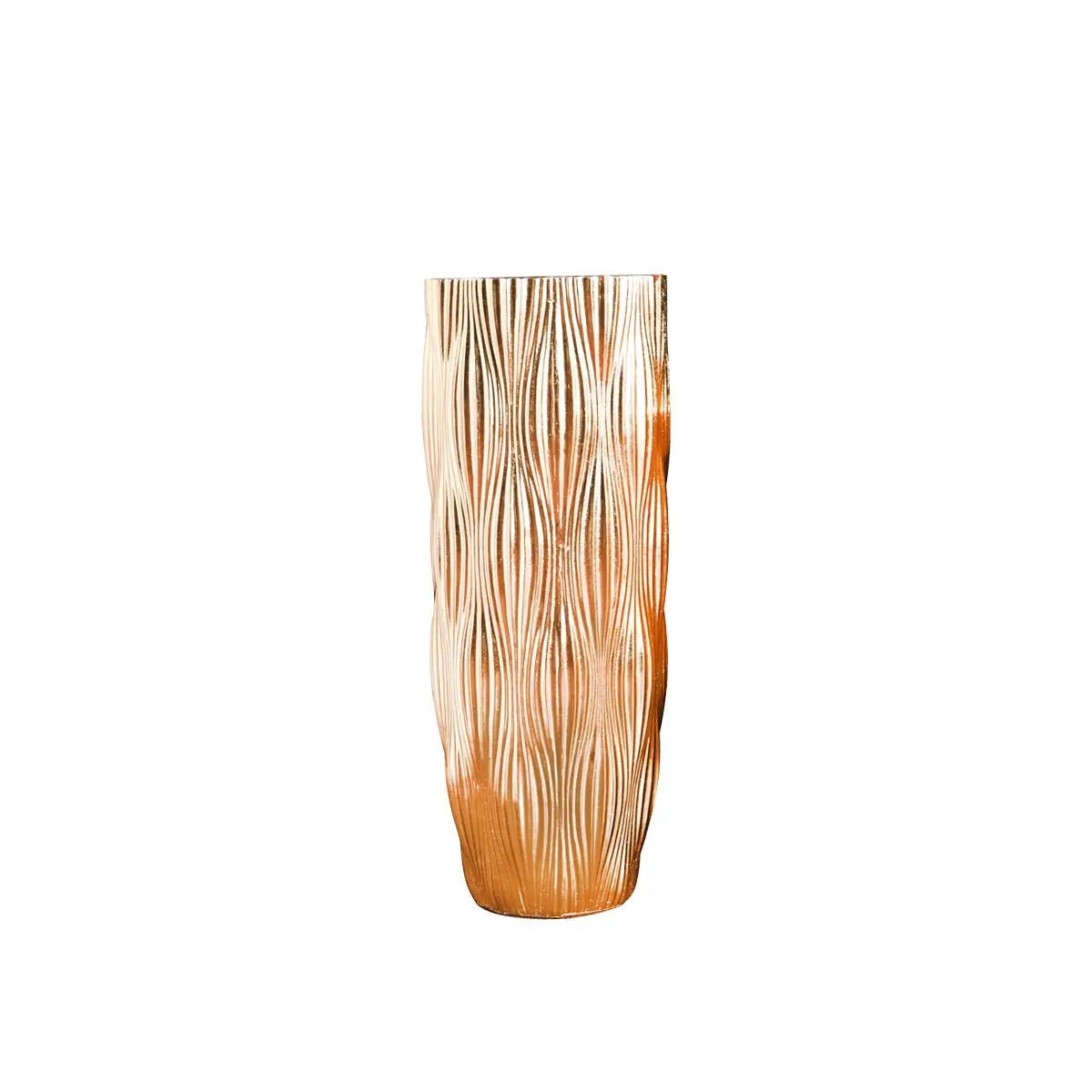 Vase doré strié en polyrésine 33.5x33.5x70cm AULICA