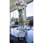 Vase pied diamant en verre 10x10x29.5cm AULICA