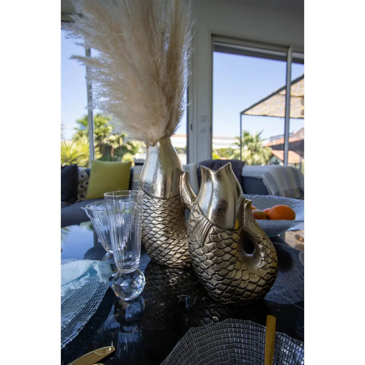 Vase poisson doré 16x10x24.5cm AULICA