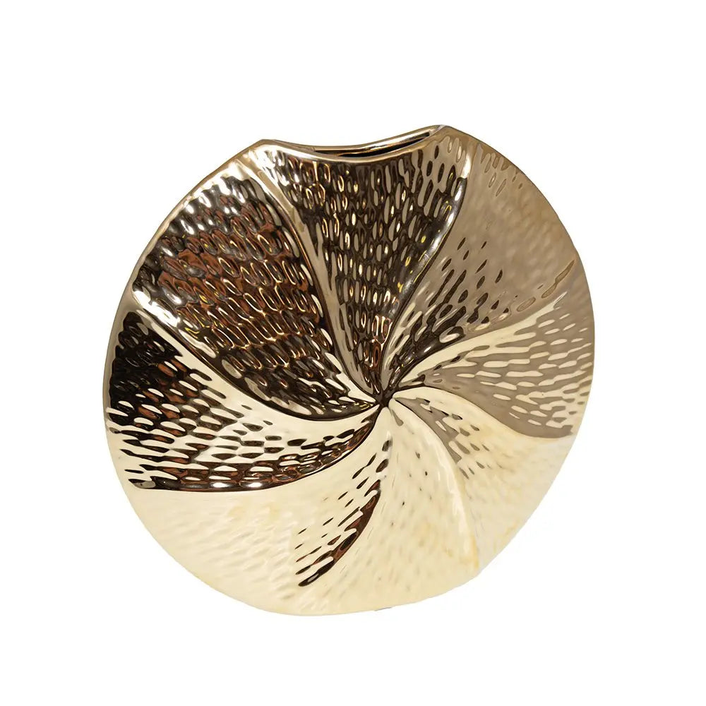 Vase spirale doré en céramique 23x6x21.5cm AULICA