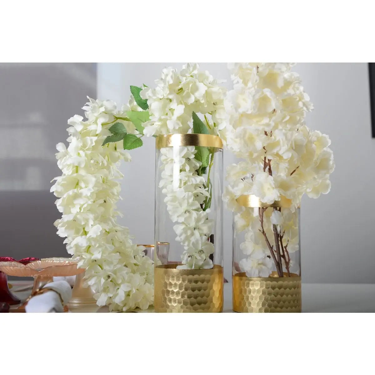Vase transparent et doré h20cm AULICA