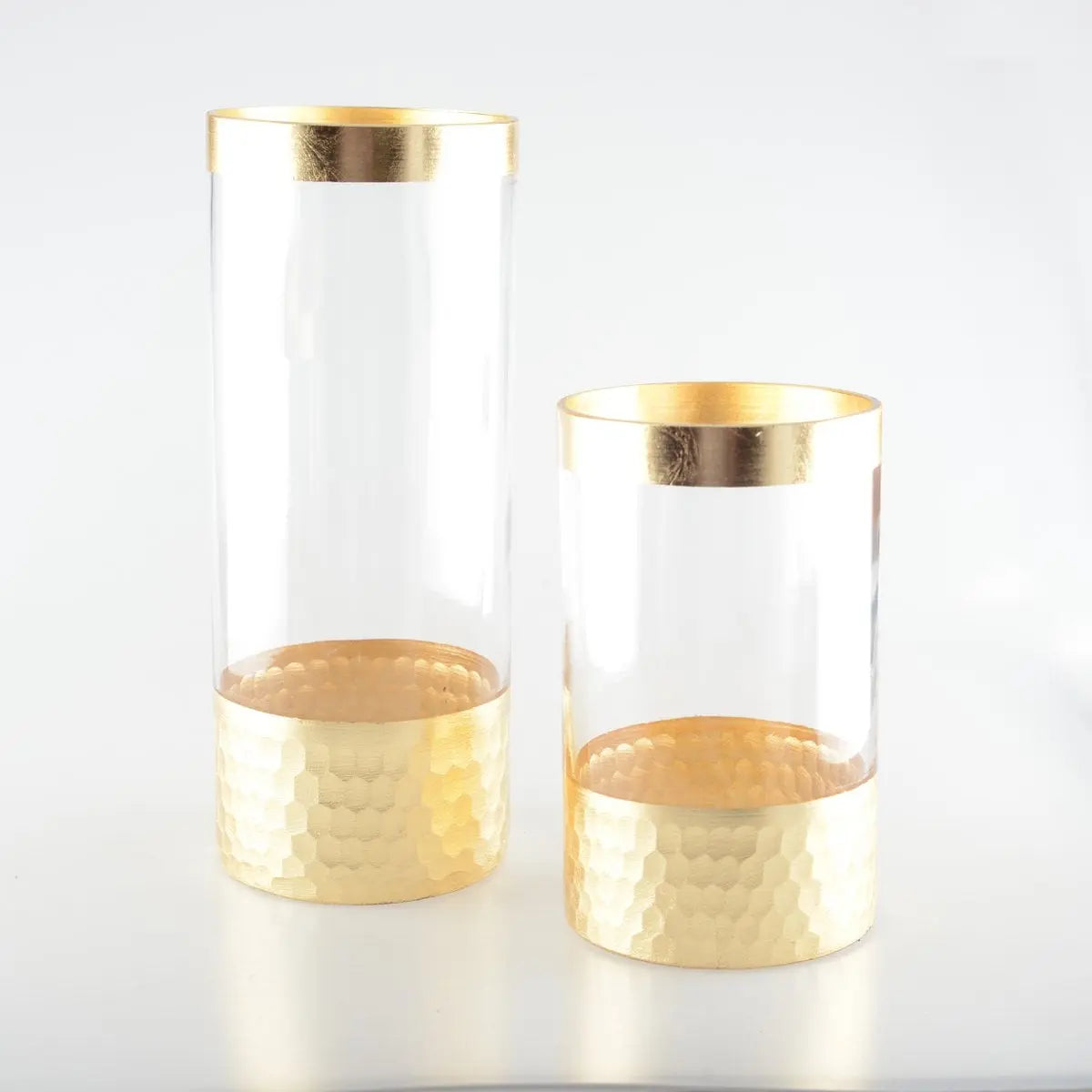Vase transparent et doré h20cm AULICA
