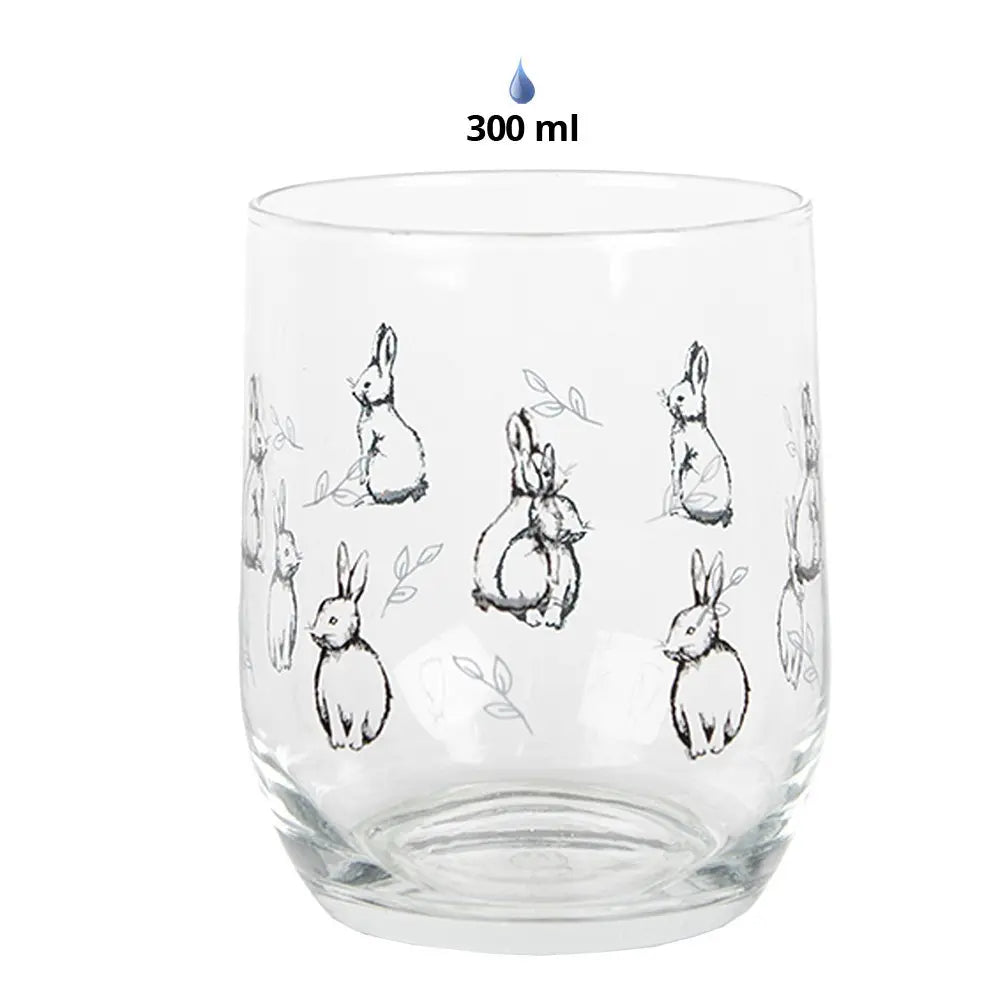 Verre à eau 300 ml Verre Transparent Lapin Gobelet Clayre & Eef.