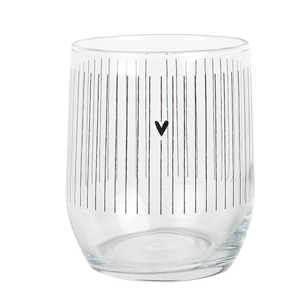Verre à eau 300 ml en verre transparent avec cœur. Clayre & Eef.