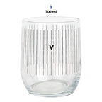 Verre à eau 300 ml en verre transparent avec cœur. Clayre & Eef.
