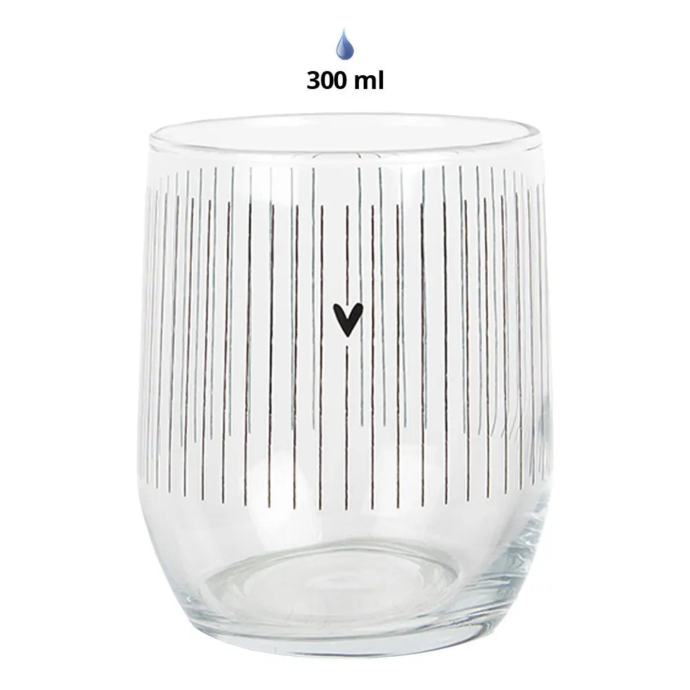 Verre à eau 300 ml en verre transparent avec cœur. Clayre & Eef.