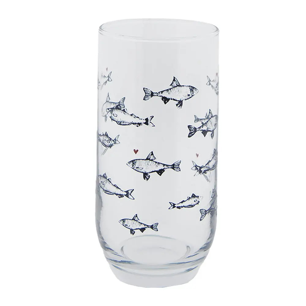 Verre à eau Ø 7x14 cm / 380 ml Verre transparent Poisson Long Drink Verre Clayre & Eef.