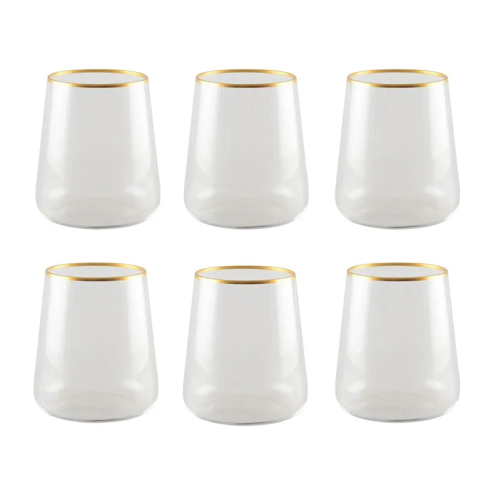 Verres à eau bord doré mat - lot de 6 AULICA
