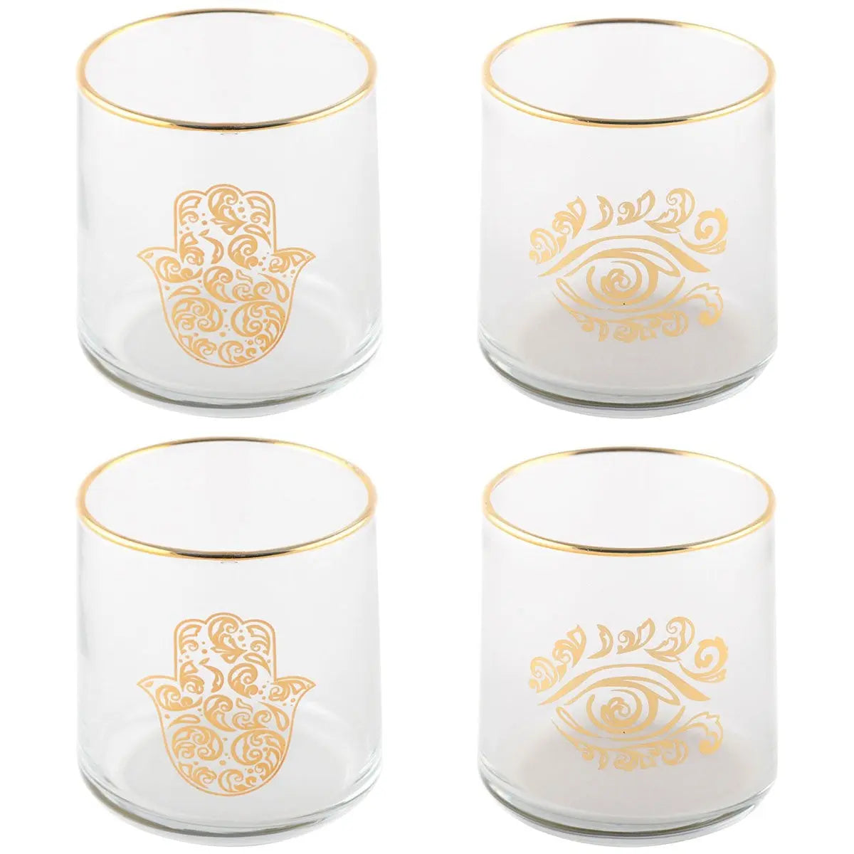 Verres à eau main de fatma et œil doré - lot de 4 AULICA