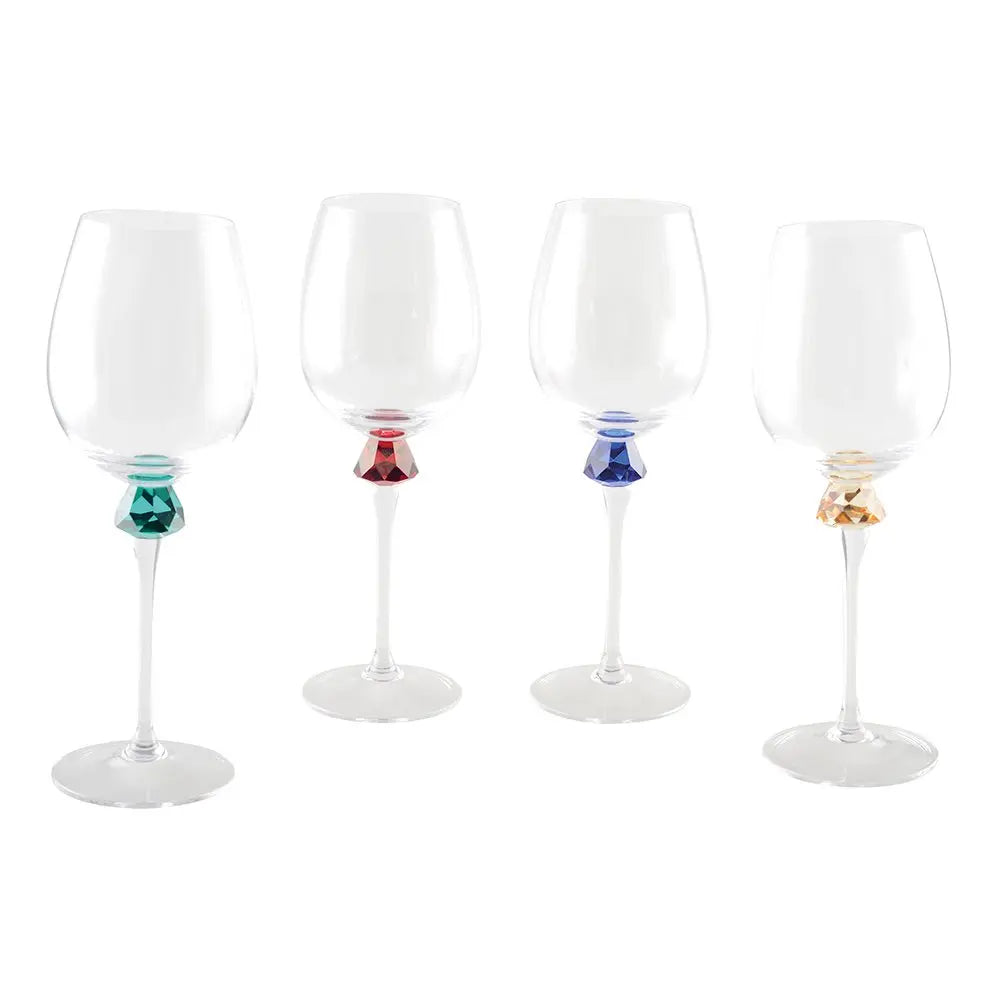 Verres à vin avec pied en diamant 4 couleurs - lot de 4 AULICA