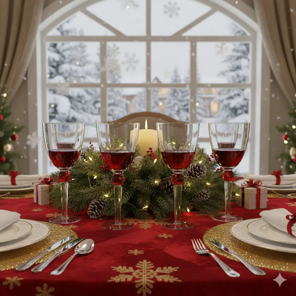Verres à vin avec pied en diamant rouge - lot de 4 AULICA