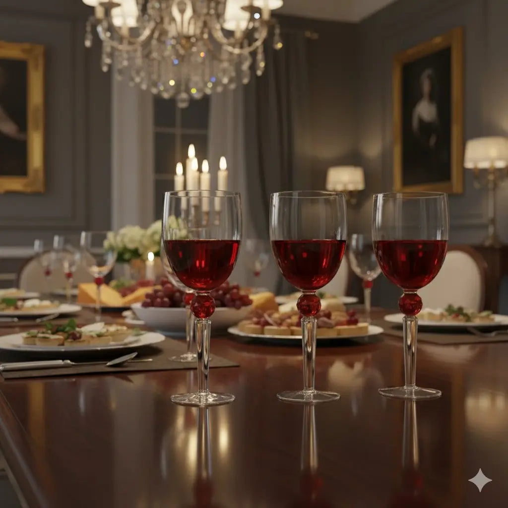 Verres à vin avec pied en diamant rouge - lot de 4 AULICA