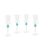 Verres à vin avec pied en diamant vert - lot de 4 AULICA
