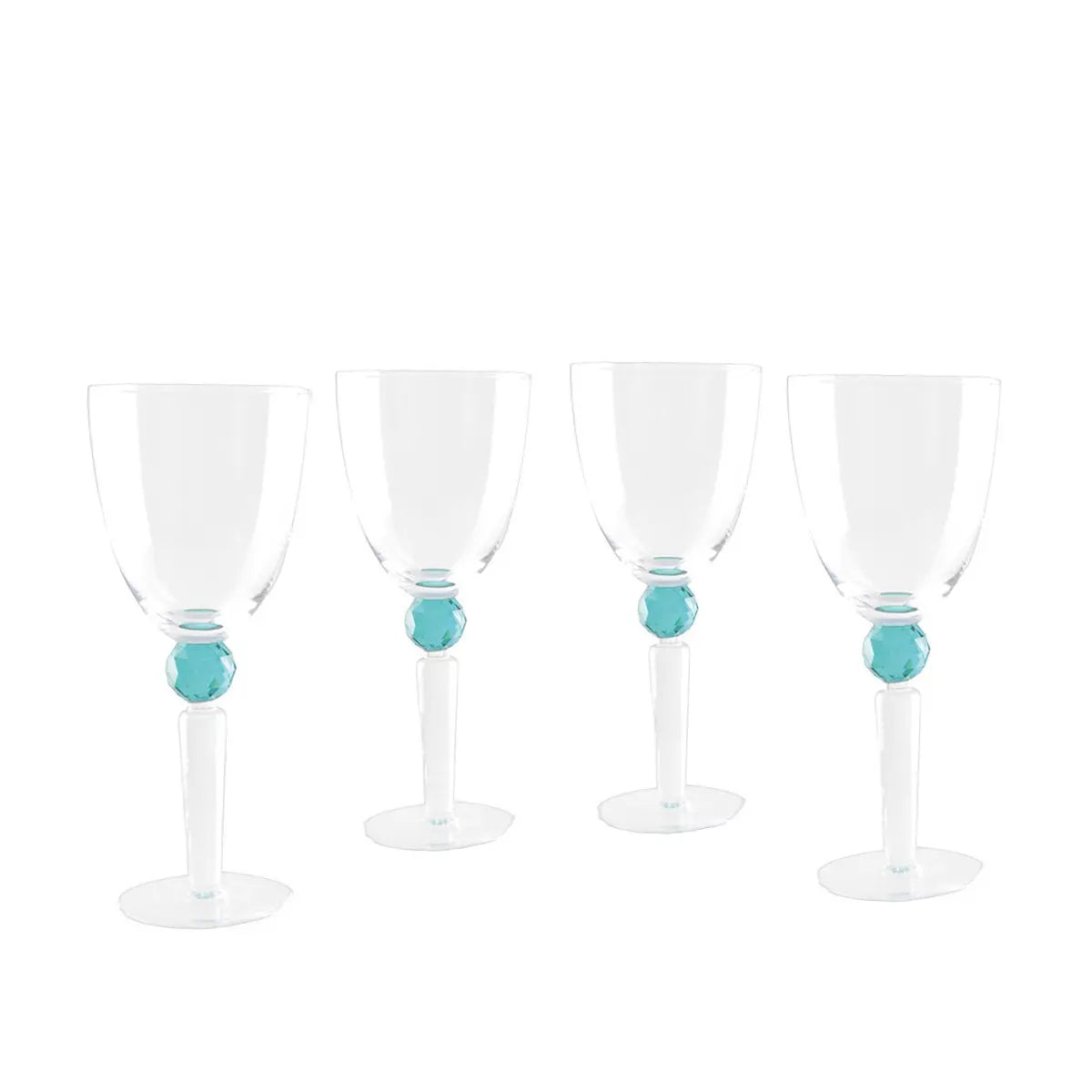 Verres à vin avec pied en diamant vert - lot de 4 AULICA