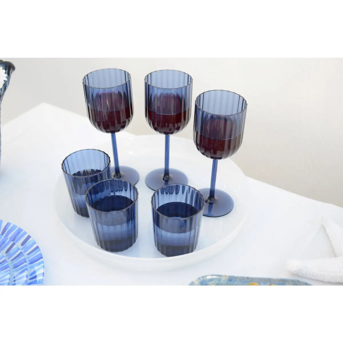 Verres à vin bleu en acrylique - lot de 6 AULICA