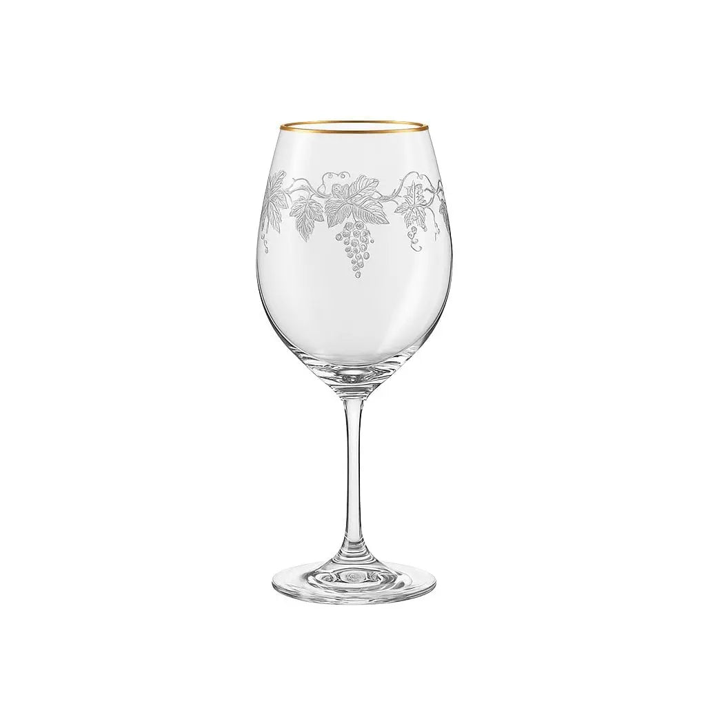 Verres à vin gravé vigne bord doré - lot de 2 AULICA