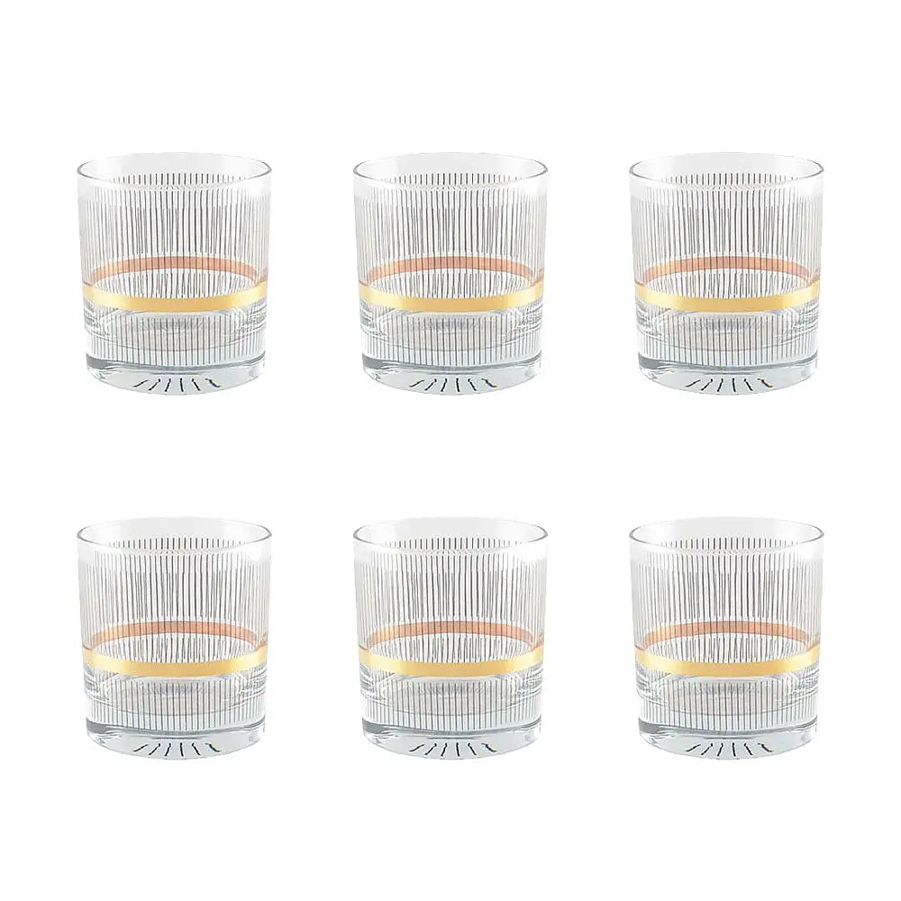 Verres à whisky fil noir et doré - lot de 6 AULICA