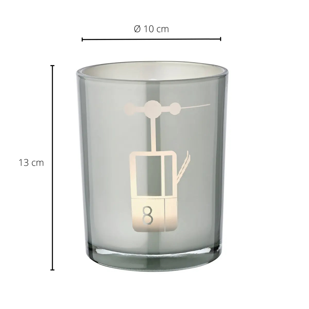 Wind light lift (hauteur 13 cm, ø 10 cm) en gris, wind light avec un motif sportif de remontées mécaniques EDZARD-SHOP.com