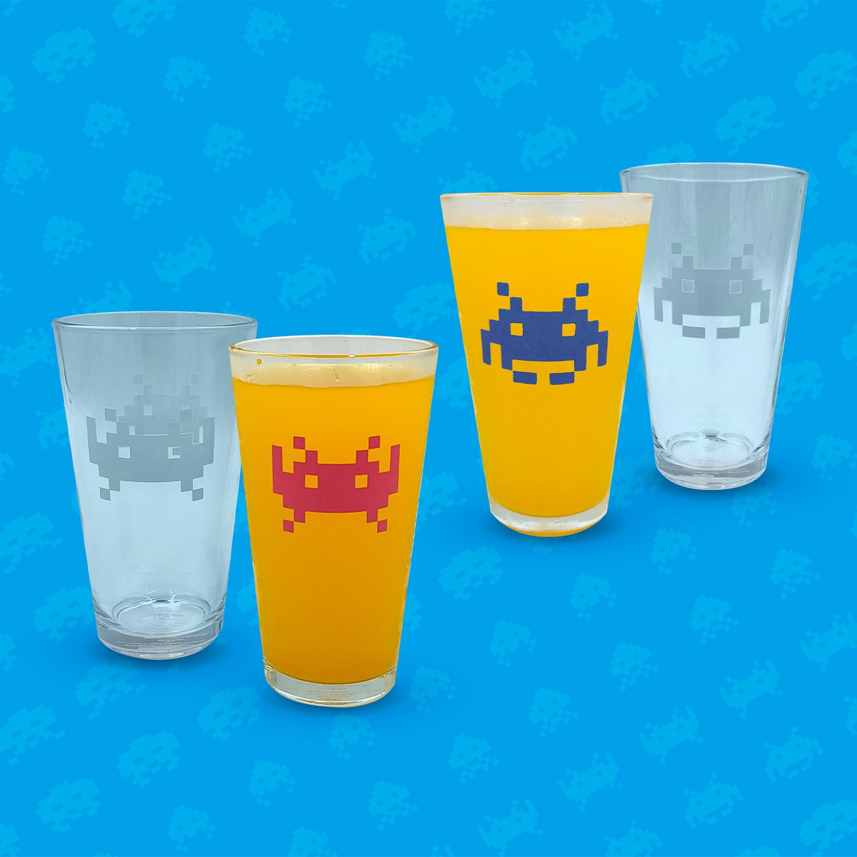 Space Invaders - lot de 2 verres - avec changement de couleur