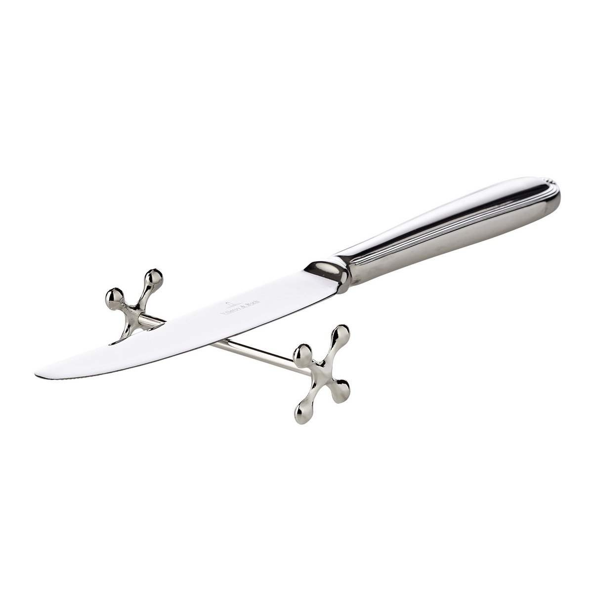 EDZARD Lot de 6 porte-couteaux repose-couteaux croix, noble argenté, protégé contre la ternissure, longueur 7 cm
