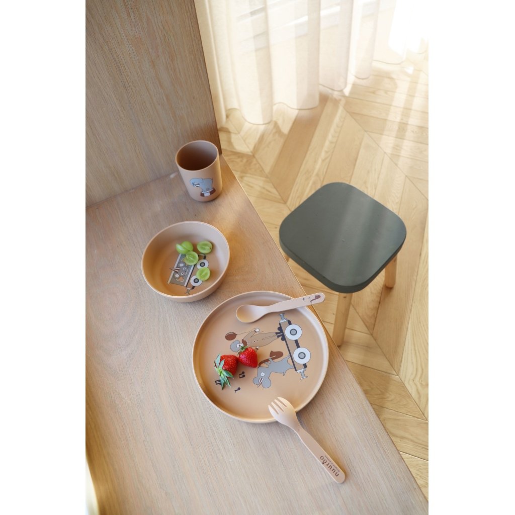 Service de table en bioplastique (PLA) Marius, paquet de 5