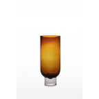 Vase cylindrique de luxe moderne sur base solide, design sobre, couleur ambre, OMA28AM