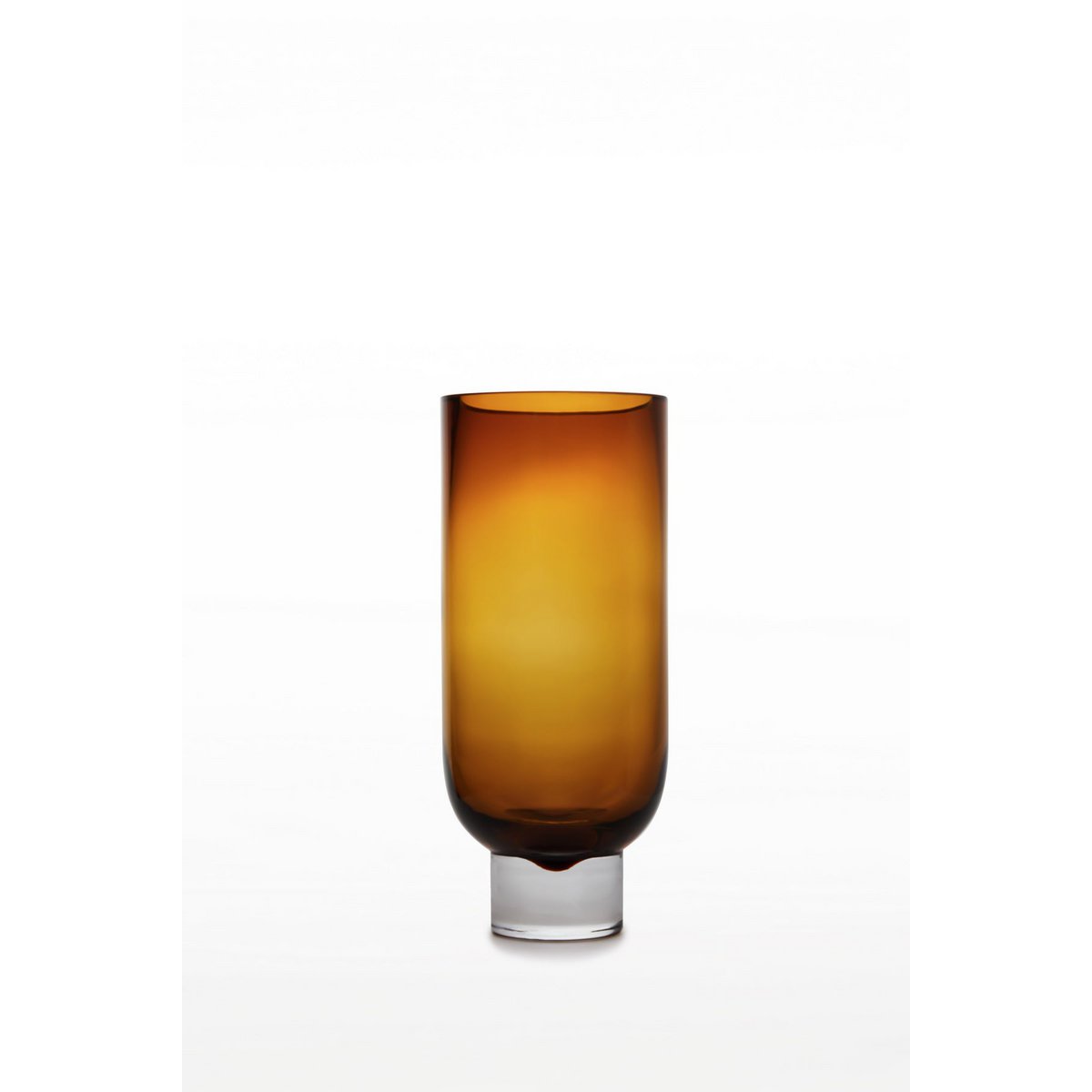 Vase cylindrique de luxe moderne sur base solide, design sobre, couleur ambre, OMA28AM