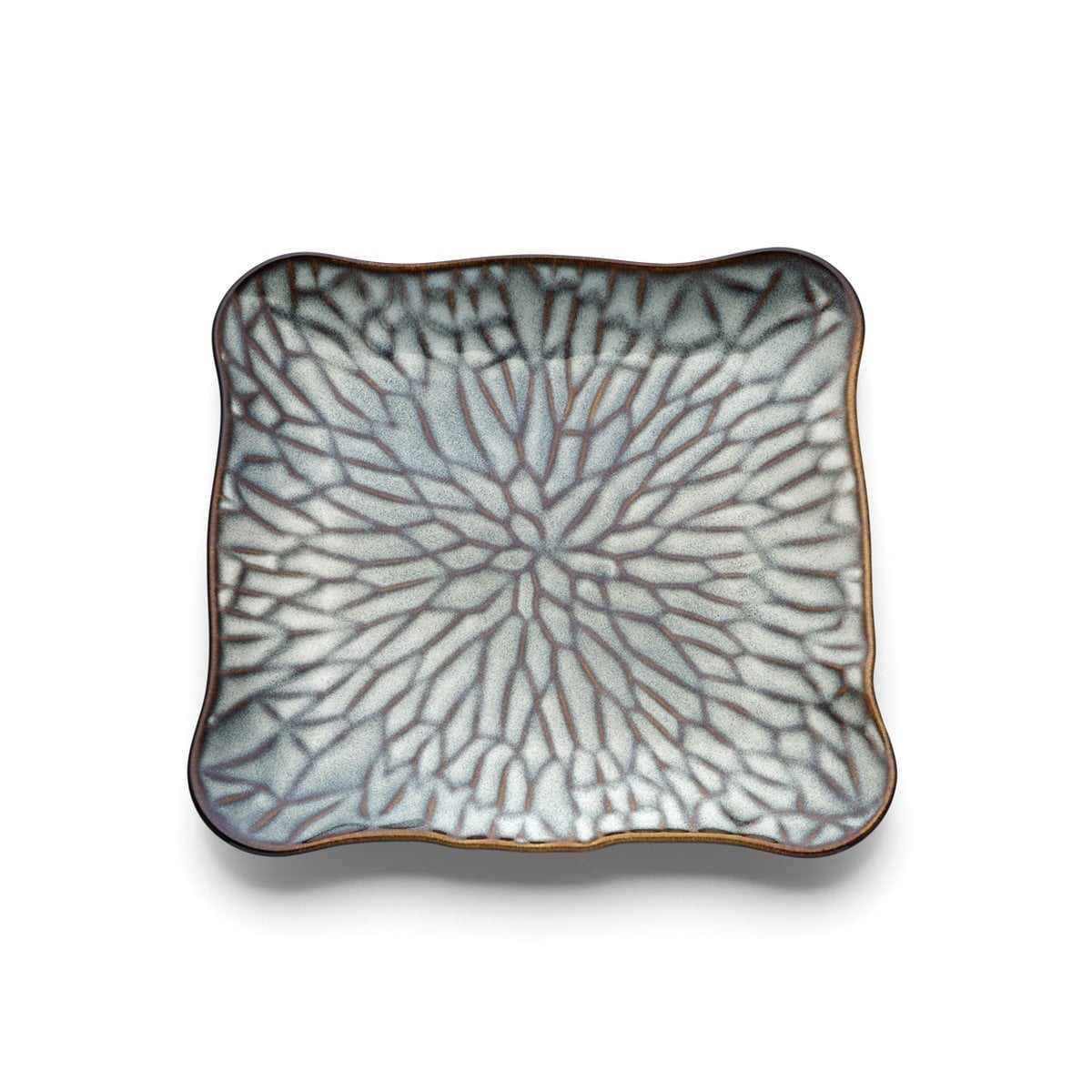 Assiette Carrée The Lotus Ice - Gris Marron - L