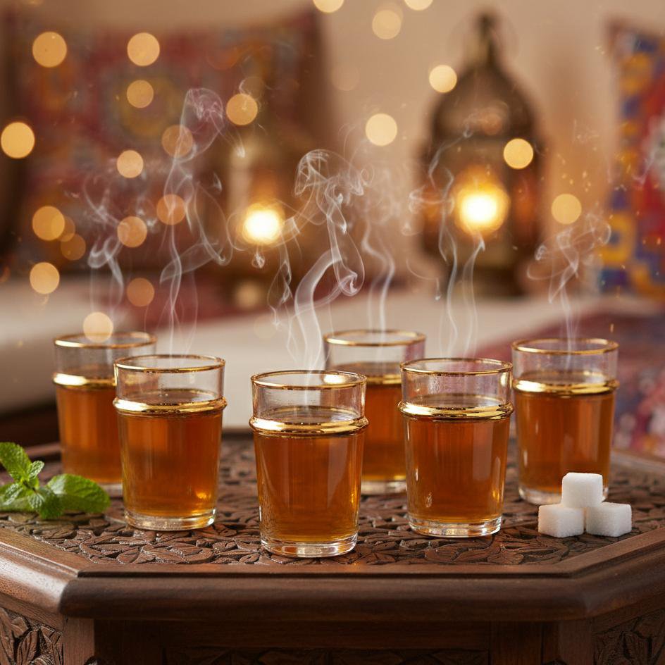 Tasses à thé en verre bords dorés 175ml - lot de 6