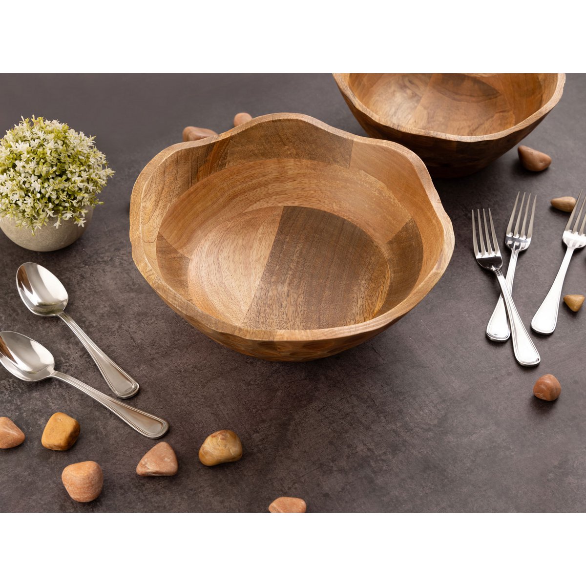Bol en bois décoratif en bois Ø25 ou 30 cm H6cm rond Original Mangolz solide