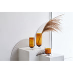 Modern luxury glass vase, 9 mm thick, minimalist design, extra large, warm dark orange, OMAHA36AM