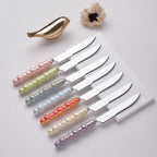 Couteaux à dessert argent avec manches multi couleurs - lot de 6