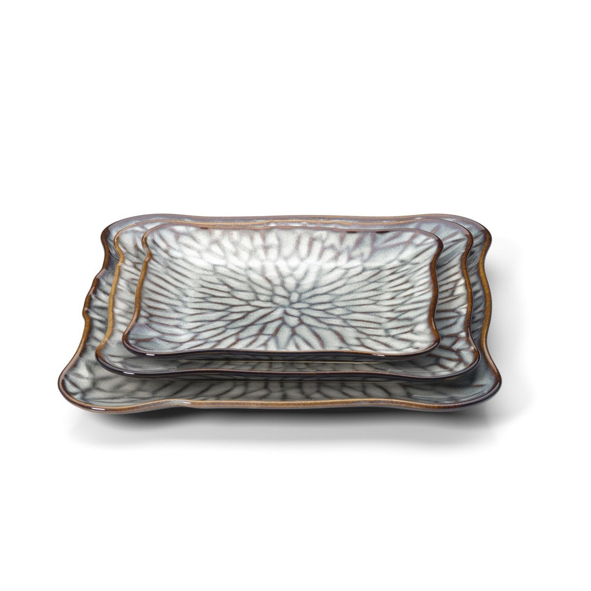 Assiette Carrée The Lotus Ice - Gris Marron - L