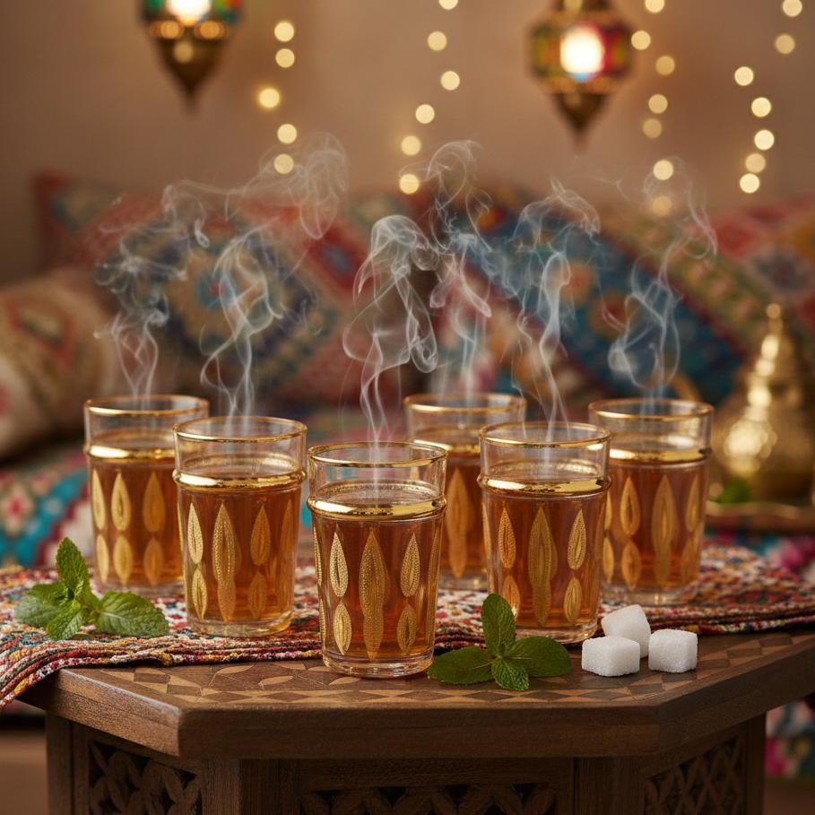Tasses à thé dorées orientales - lot de 6