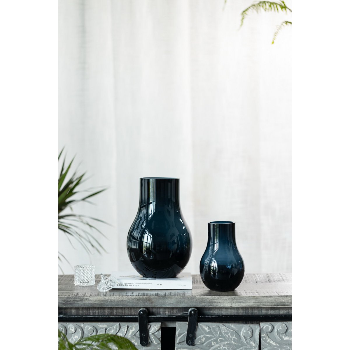 Art de la Table Vase élégant et moderne le plus vendu en verre de qualité bleu profond, DAVOS10 Zistyhome art de la table