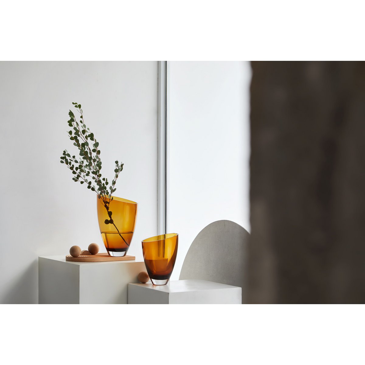 Art de la Table grand vase en verre, cristal clair, ambre, BULED 30 AMBER Verre de 9 mm d'épaisseur Zistyhome art de la table