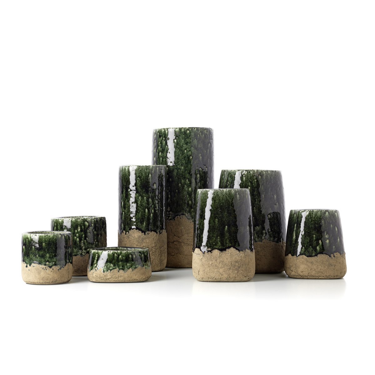Le Vase Cylindre Mousse - Vert Béton - M