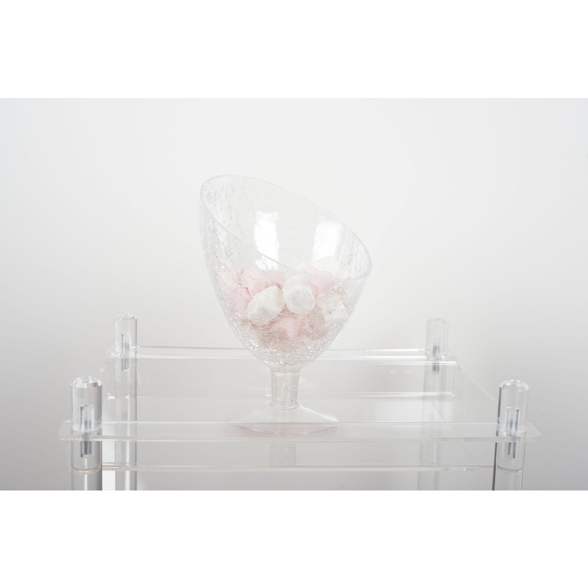 Coupe sur pied en verre effet craquelé conique 18x18x25cm