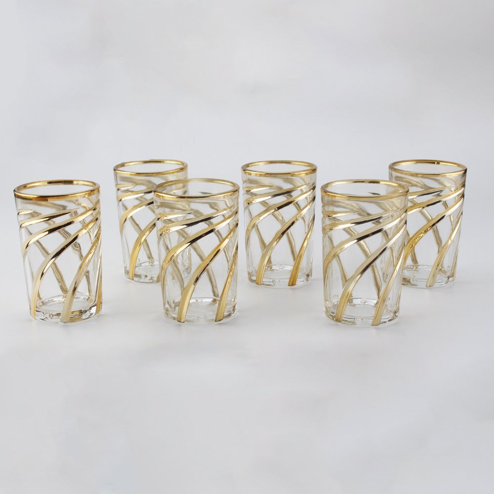 Tasses à thé spirale dorée - lot de 6