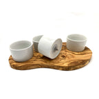 Plateau de service pour dips avec 4 petits bols en porcelaine