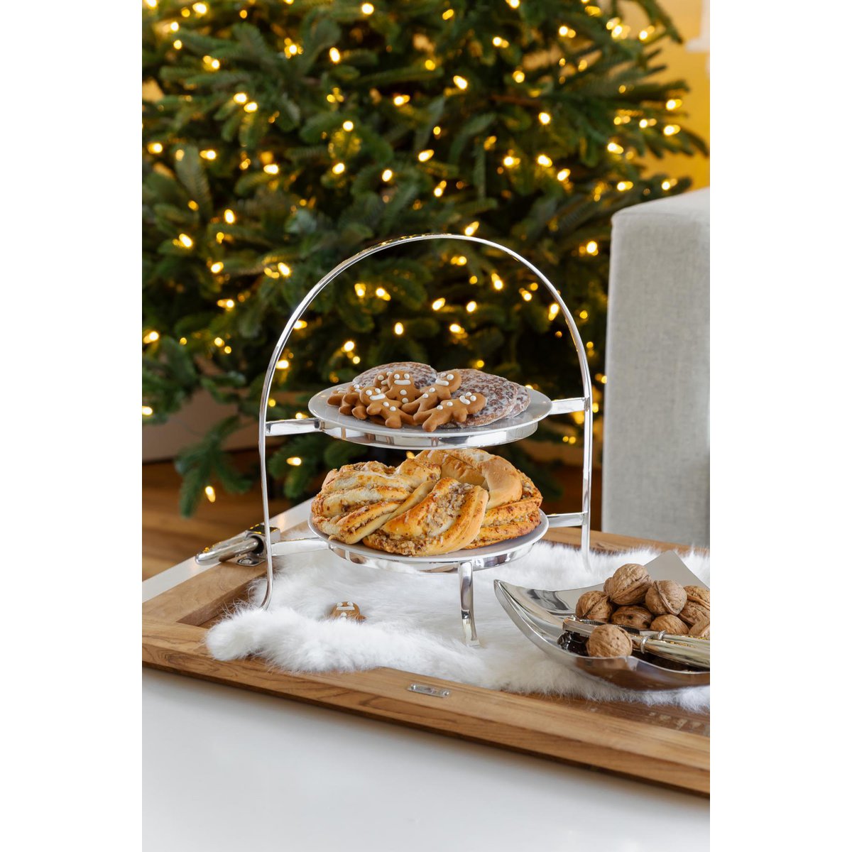 Présentoir à gâteaux Sina pour 2 assiettes H 33 cm