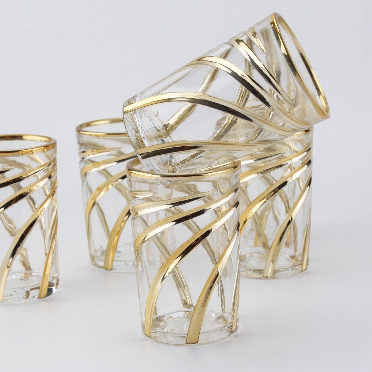 Tasses à thé spirale dorée - lot de 6